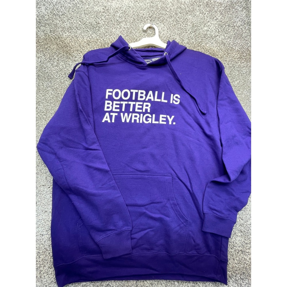 Wrigley Football Hoodie Mens NWOT 2XL Purple Football Is Better At Wrigley